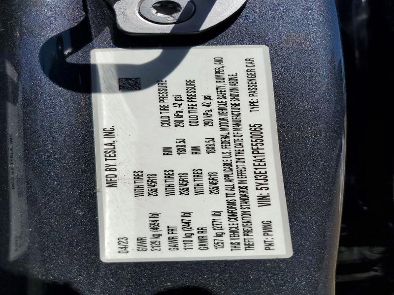 Продажа на аукционе авто 2023 Tesla Model 3, vin: 5YJ3E1EA1PF550065, номер лота: 51040856