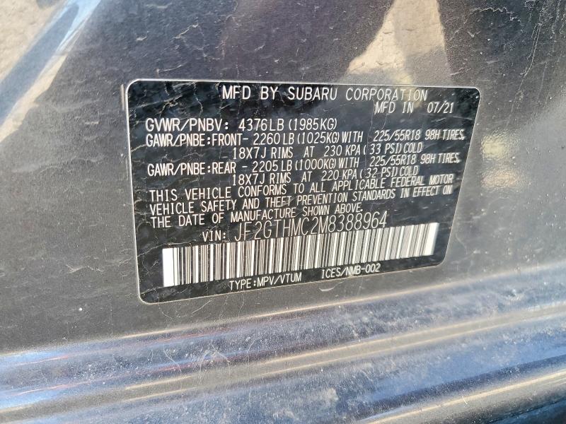 Продаж на аукціоні авто 2021 Subaru Crosstrek, vin: JF2GTHMC2M8388964, номер лоту: 48832026