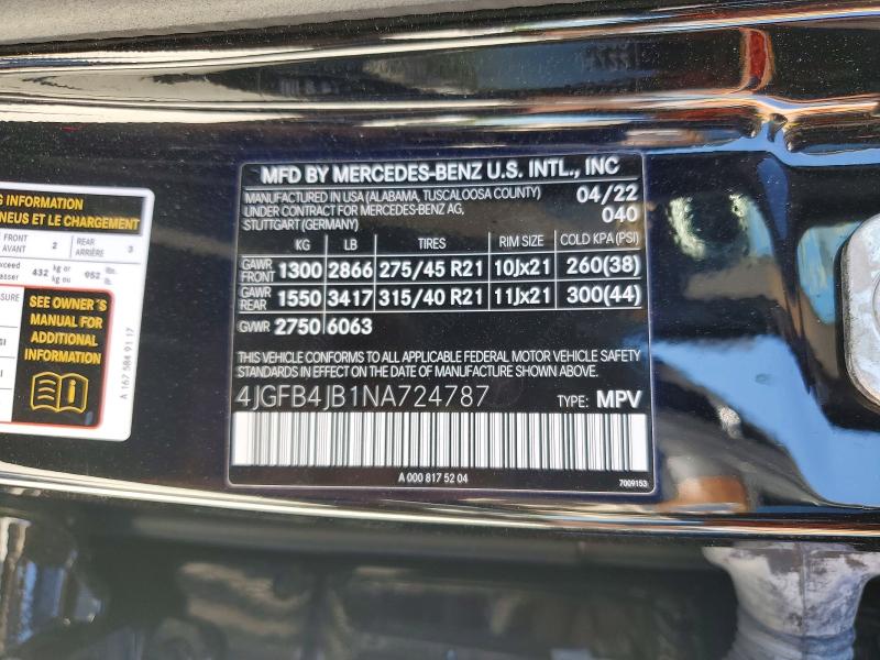 Продаж на аукціоні авто 2022 Mercedes-benz Gle, vin: 4JGFB4JB1NA724787, номер лоту: 48781656