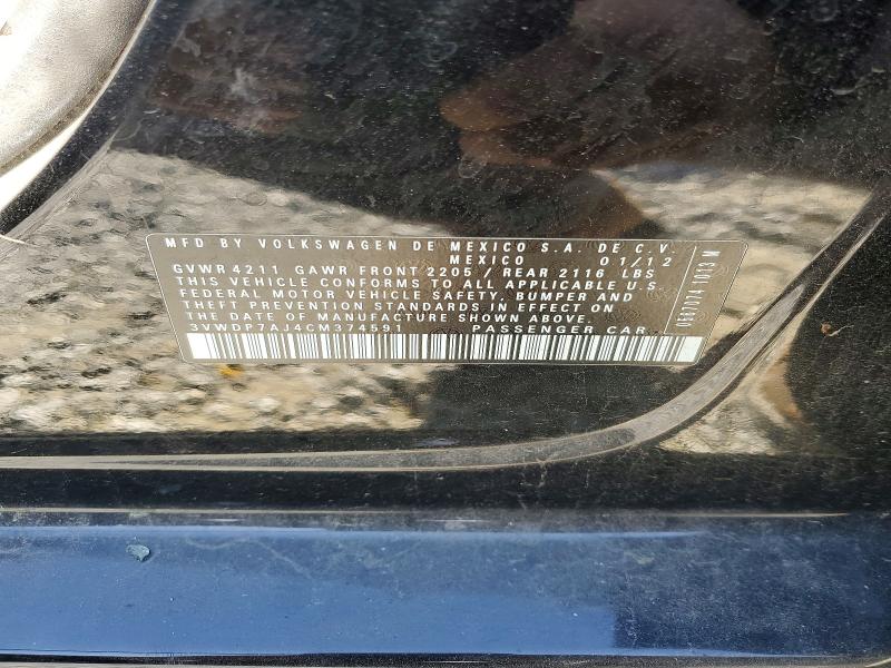 Продаж на аукціоні авто 2012 Volkswagen Jetta, vin: 3VWDP7AJ4CM374591, номер лоту: 50670576