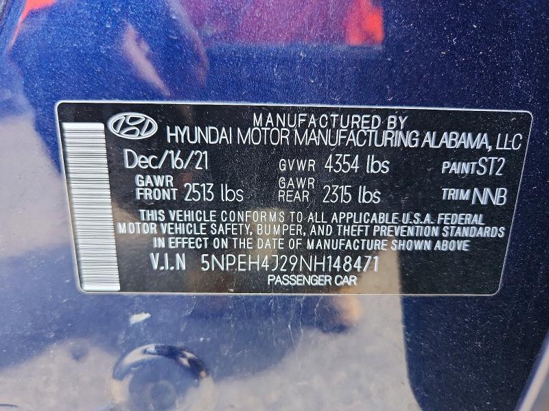 Продажа на аукционе авто 2022 Hyundai Sonata, vin: 5NPEH4J29NH148471, номер лота: 51491216