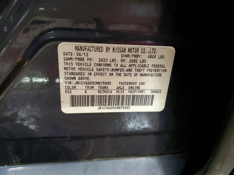 Aukcja sprzedaży 2012 Infiniti G37 Sedan, vin: JN1CV6AR5CM975995, numer aukcji: 48640166