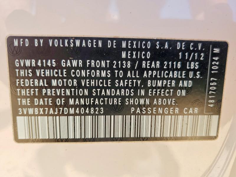 Aukcja sprzedaży 2013 Volkswagen Jetta, vin: 3VWBX7AJ7DM404823, numer aukcji: 50694896