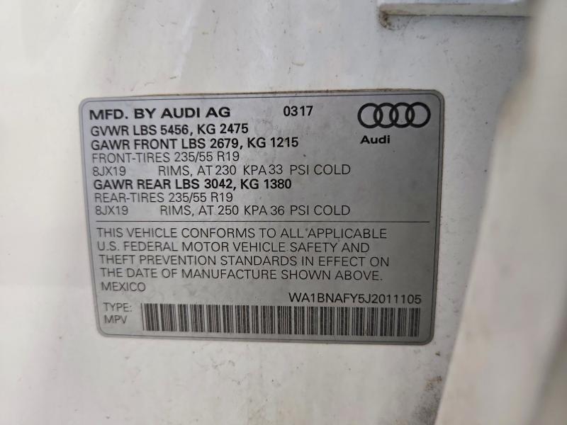 Продажа на аукционе авто 2018 Audi Q5, vin: WA1BNAFY5J2011105, номер лота: 50605346
