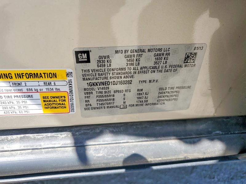 50248326 :رقم المزاد ، 1GKKVNED1DJ160282 vin ، 2013 Gmc Acadia مزاد بيع