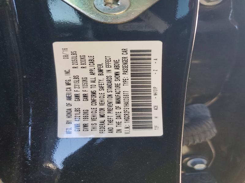 Aukcja sprzedaży 2017 Honda Accord, vin: 1HGCR2F51HA035977, numer aukcji: 49956256