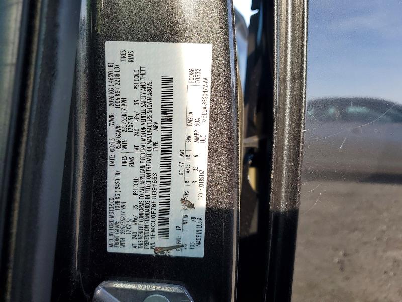 2015 Ford Escape მანქანა იყიდება აუქციონზე, vin: 1FMCU0F76FUB91653, აუქციონის ნომერი: 51293676