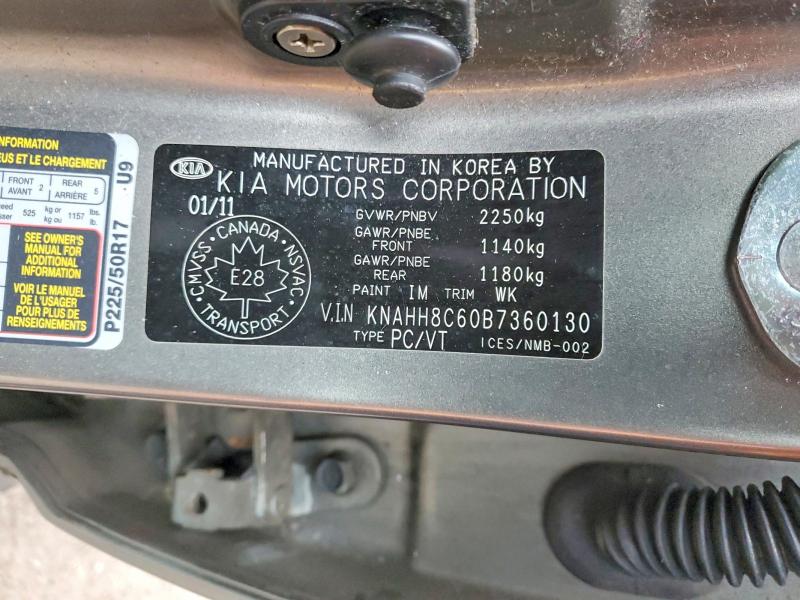 Aukcja sprzedaży 2011 Kia Rondo, vin: KNAHH8C60B7360130, numer aukcji: 47762916