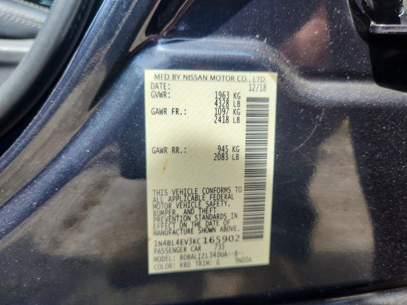 Продажа на аукционе авто 2019 Nissan Altima, vin: 1N4BL4EV3KC165902, номер лота: 50587376