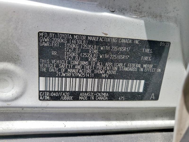 Продажа на аукционе авто 2023 Toyota Rav4, vin: 2T3W1RFV7PW251411, номер лота: 49404506