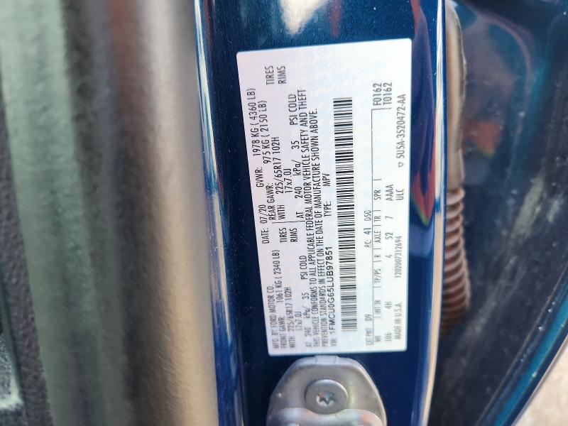 Aukcja sprzedaży 2020 Ford Escape, vin: 1FMCU0G65LUB97851, numer aukcji: 50093256
