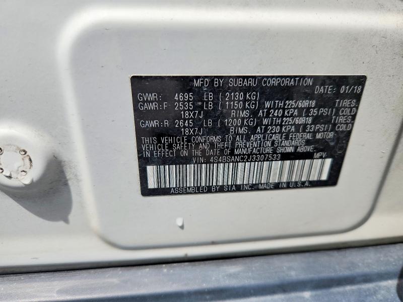 Aukcja sprzedaży 2018 Subaru Outback, vin: 4S4BSANC2J3307533, numer aukcji: 50427696