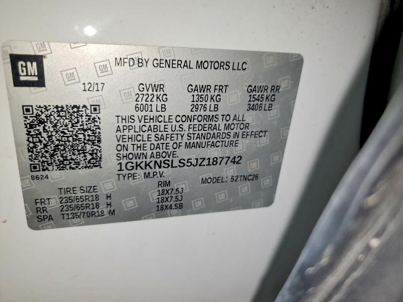 Продаж на аукціоні авто 2018 Gmc Acadia, vin: 1GKKNSLS5JZ187742, номер лоту: 48056246