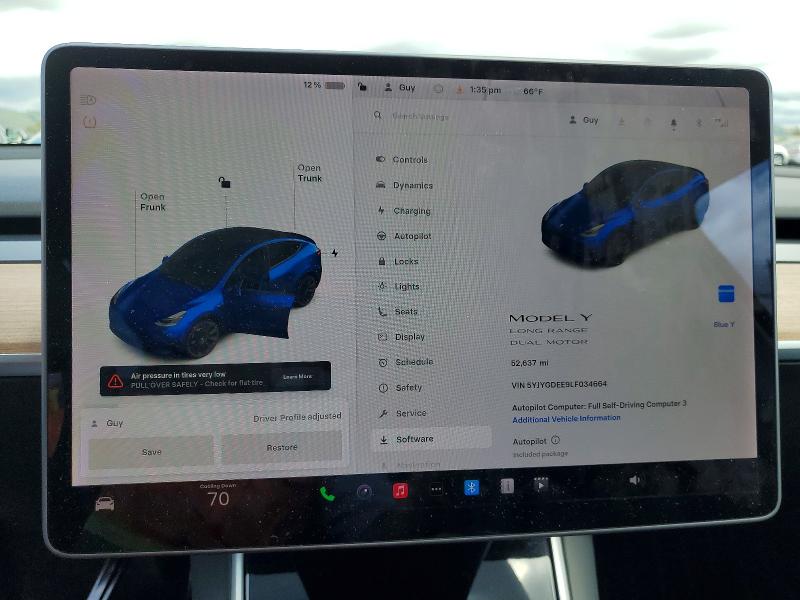 Продажа на аукционе авто 2020 Tesla Model Y, vin: 5YJYGDEE9LF034664, номер лота: 50795066