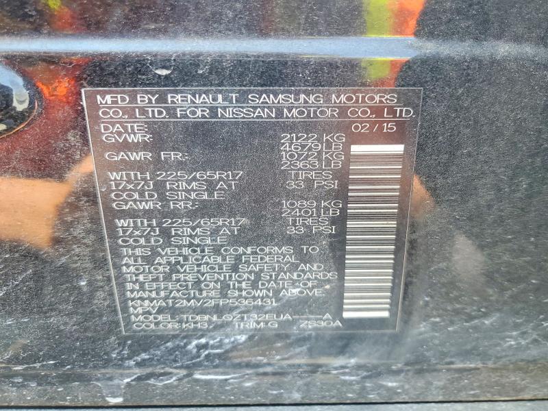 2015 Nissan Rogue მანქანა იყიდება აუქციონზე, vin: KNMAT2MV2FP536431, აუქციონის ნომერი: 51198156