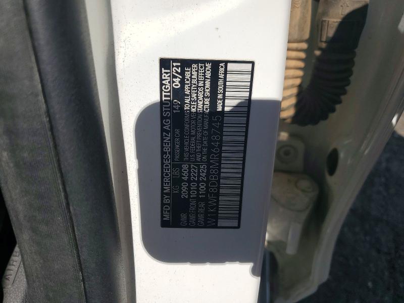 Продажа на аукционе авто 2021 Mercedes-benz C, vin: W1KWF8DB8MR648745, номер лота: 50800896