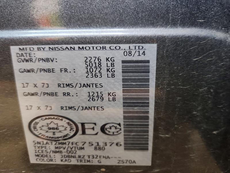 Aukcja sprzedaży 2015 Nissan Rogue, vin: 5N1AT2MM7FC751376, numer aukcji: 50501216