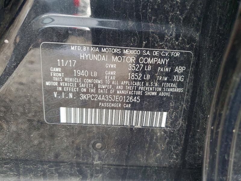 2018 Hyundai Accent მანქანა იყიდება აუქციონზე, vin: 3KPC24A35JE012645, აუქციონის ნომერი: 51634876