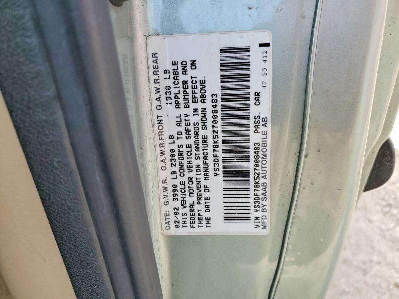 Aukcja sprzedaży 2002 Saab 9-3, vin: YS3DF78K527008483, numer aukcji: 49082496