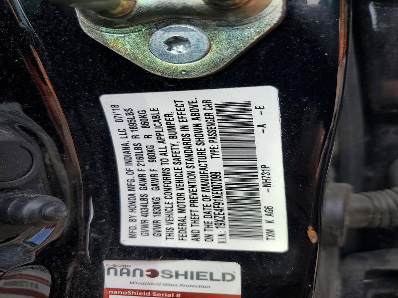 Aukcja sprzedaży 2019 Honda Insight, vin: 19XZE4F91KE007099, numer aukcji: 50192916