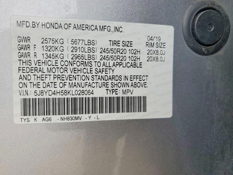 Продаж на аукціоні авто 2019 Acura Mdx, vin: 5J8YD4H58KL028064, номер лоту: 48290716