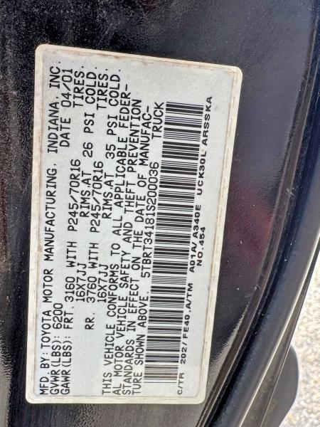 Aukcja sprzedaży 2001 Toyota Tundra, vin: 5TBRT34181S200036, numer aukcji: 50067396
