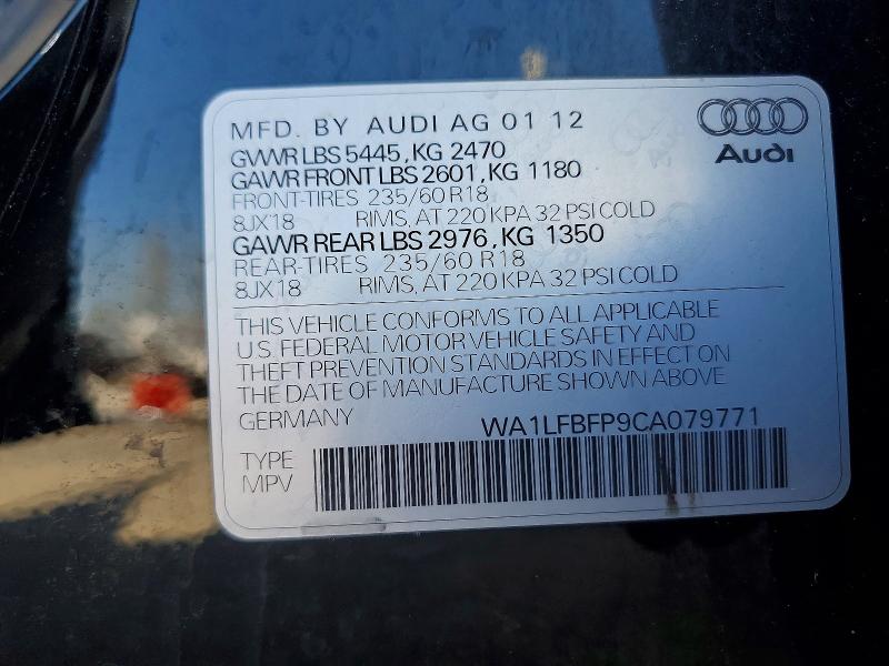 Auction sale of the 2012 Audi Q5, vin: WA1LFBFP9CA079771, lot number: 50682596