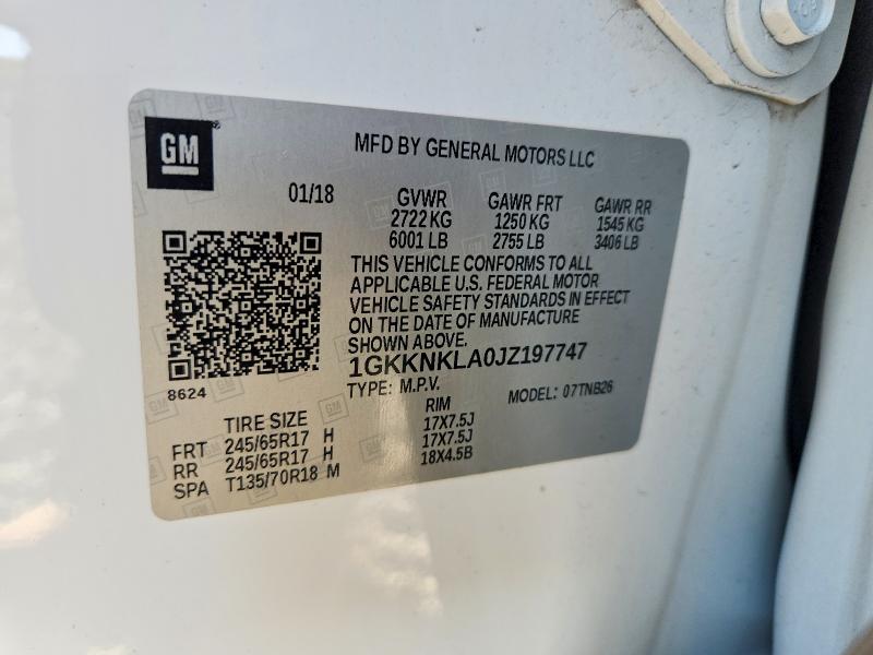 Aukcja sprzedaży 2018 Gmc Acadia, vin: 1GKKNKLA0JZ197747, numer aukcji: 50571116