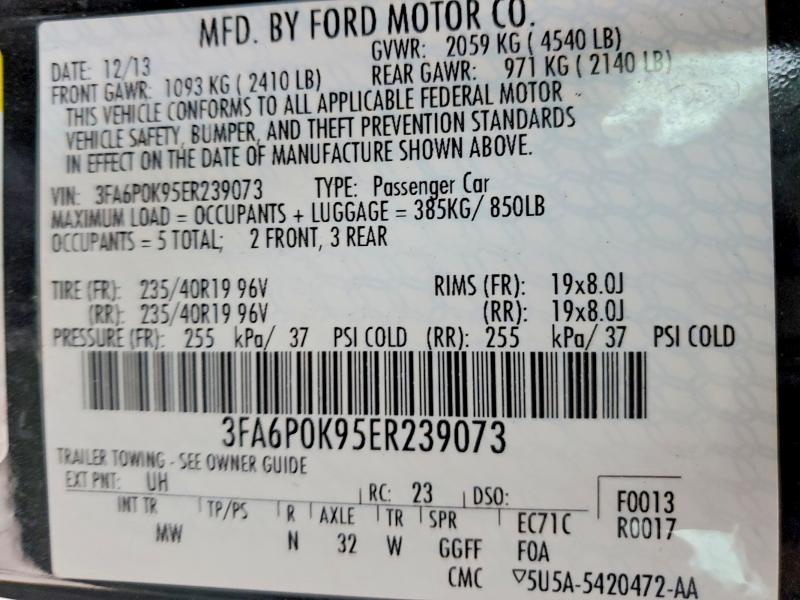 50602606 :رقم المزاد ، 3FA6P0K95ER239073 vin ، 2014 Ford Fusion مزاد بيع