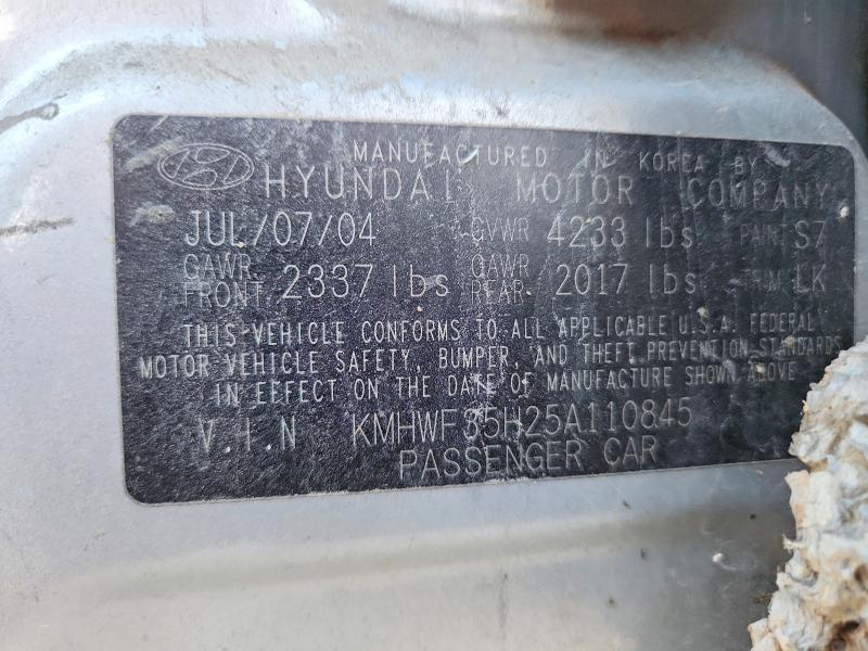 Auction sale of the 2005 Hyundai Sonata, vin: KMHWF35H25A110845, lot number: 49177006