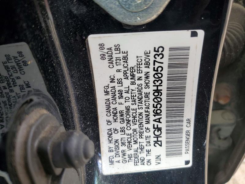 50329926 :رقم المزاد ، 2HGFA16509H305735 vin ، 2009 Honda Civic مزاد بيع