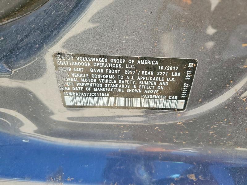 Aukcja sprzedaży 2018 Volkswagen Passat, vin: 1VWBA7A37JC011940, numer aukcji: 50333126