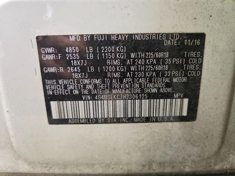 Aukcja sprzedaży 2017 Subaru Outback, vin: 4S4BSEKC7H3306125, numer aukcji: 51956236