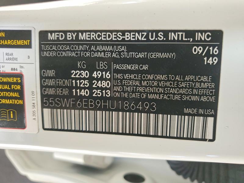 Продаж на аукціоні авто 2017 Mercedes-benz C, vin: 55SWF6EB9HU186493, номер лоту: 48961346