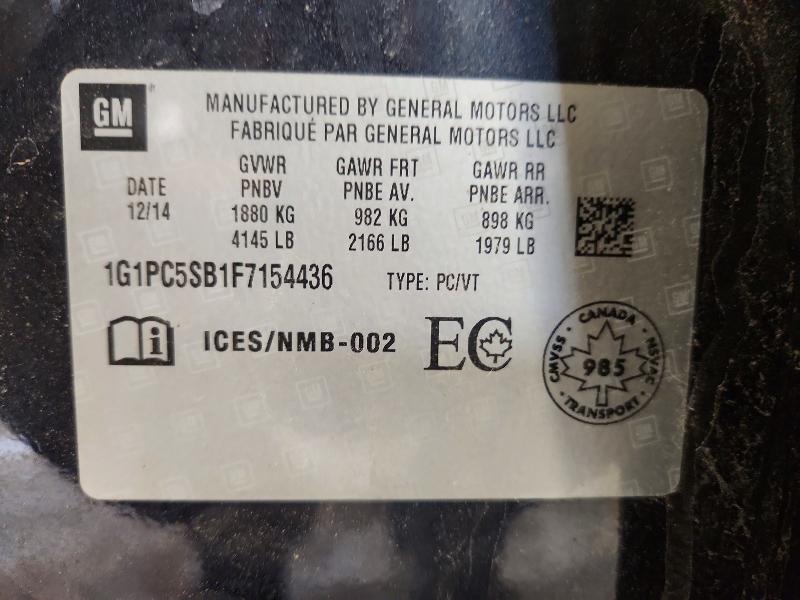 Aukcja sprzedaży 2015 Chevrolet Cruze, vin: 1G1PC5SB1F7154436, numer aukcji: 47293796