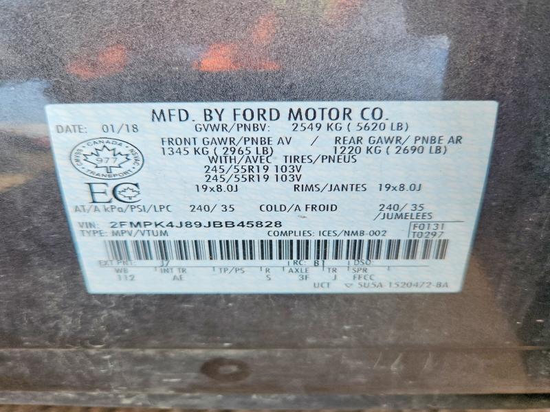 Продажа на аукционе авто 2018 Ford Edge, vin: 2FMPK4J89JBB45828, номер лота: 48661186