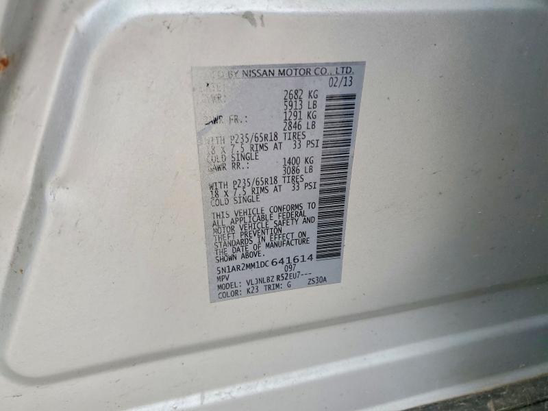 51366386 :رقم المزاد ، 5N1AR2MM1DC641614 vin ، 2013 Nissan Pathfinder مزاد بيع