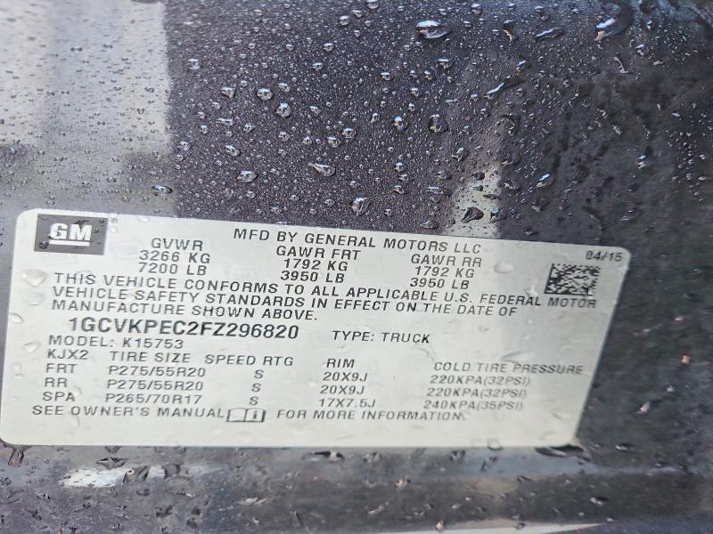 Aukcja sprzedaży 2015 Chevrolet Silverado, vin: 1GCVKPEC2FZ296820, numer aukcji: 49091796