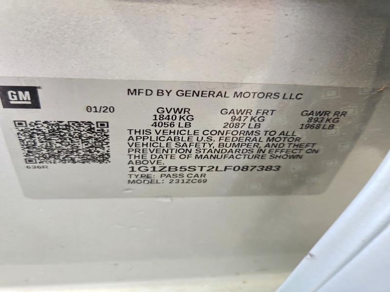 Продаж на аукціоні авто 2020 Chevrolet Malibu, vin: 1G1ZB5ST2LF087383, номер лоту: 50944136