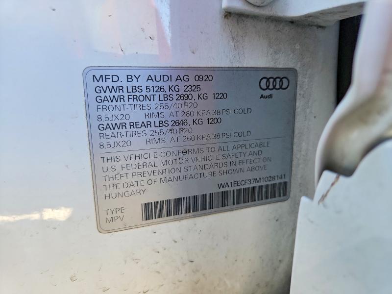 51340266 :رقم المزاد ، WA1EECF37M1028141 vin ، 2021 Audi Q3 مزاد بيع