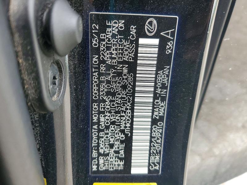Продажа на аукционе авто 2012 Lexus Ct, vin: JTHKD5BH9C2109285, номер лота: 51249006