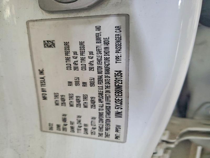 Aukcja sprzedaży 2022 Tesla Model 3, vin: 5YJ3E1EB8NF291354, numer aukcji: 49439686