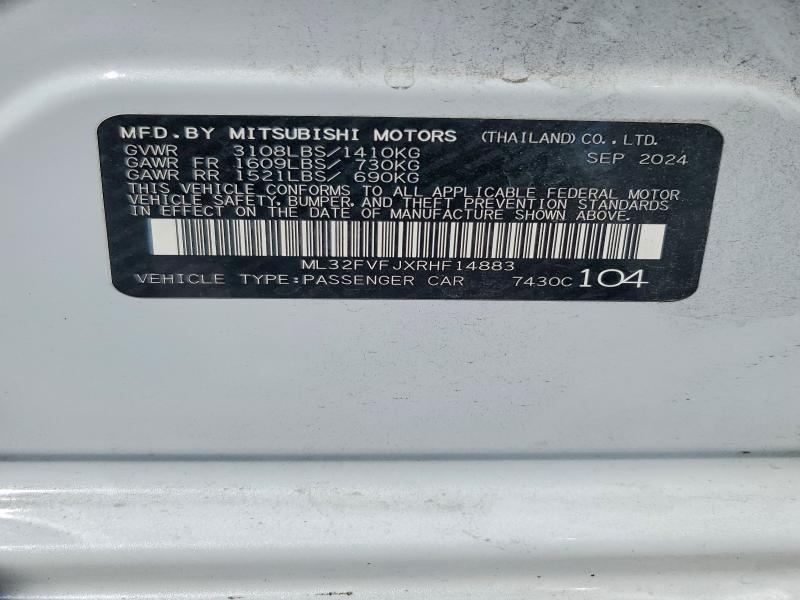 Auction sale of the 2024 Mitsubishi Mirage, vin: ML32FVFJXRHF14883, lot number: 48986466
