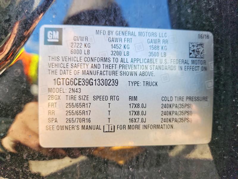 2016 Gmc Canyon მანქანა იყიდება აუქციონზე, vin: 1GTG6CE39G1330239, აუქციონის ნომერი: 51431296