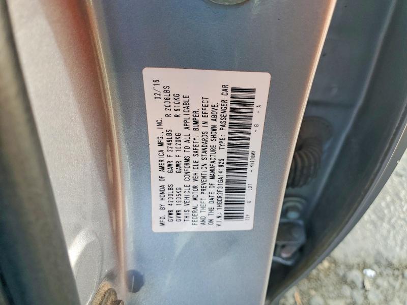 51571416 :رقم المزاد ، 1HGCR2F31GA141925 vin ، 2016 Honda Accord مزاد بيع