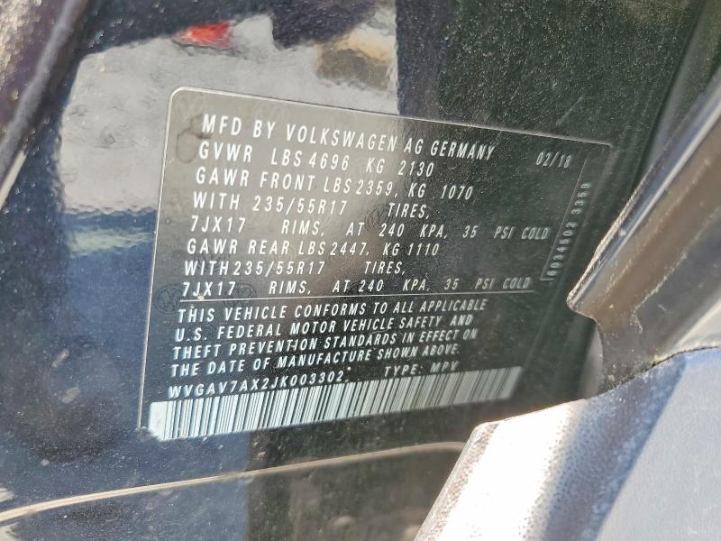 51369496 :رقم المزاد ، WVGAV7AX2JK003302 vin ، 2018 Volkswagen Tiguan Limited مزاد بيع