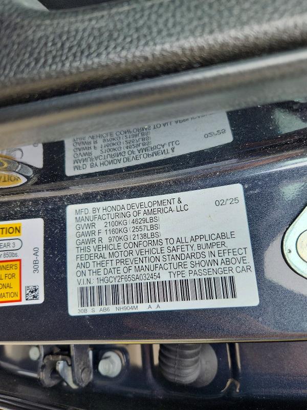 Продажа на аукционе авто 2025 Honda Accord, vin: 1HGCY2F65SA032454, номер лота: 50744166
