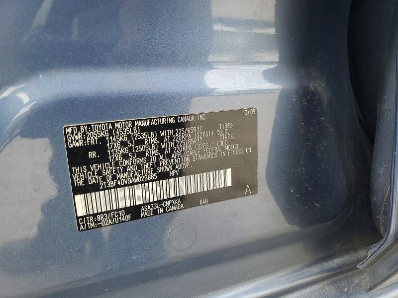 Aukcja sprzedaży 2010 Toyota Rav4, vin: 2T3BF4DV9AW029885, numer aukcji: 49651456