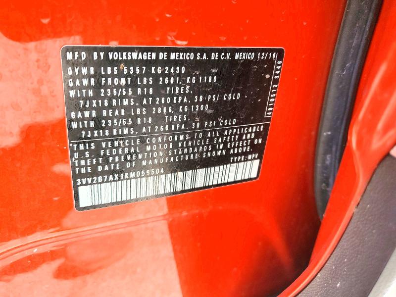 Aukcja sprzedaży 2019 Volkswagen Tiguan, vin: 3VV2B7AX1KM059504, numer aukcji: 49432686