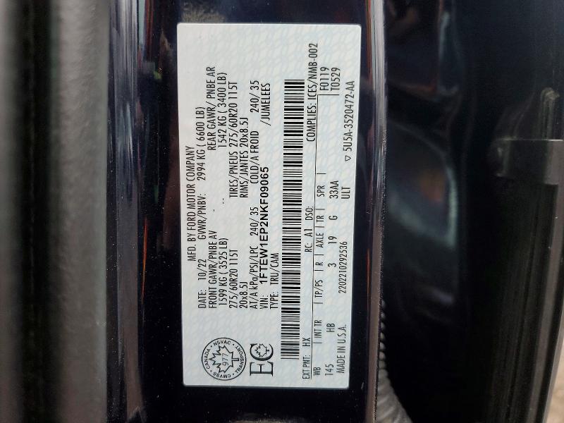 Продажа на аукционе авто 2022 Ford F150, vin: 1FTEW1EP2NKF09065, номер лота: 50020356